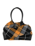Tartan Pleated Shoulder Bag, £195, Handbags, Black/Yellow, Fabric, Front view